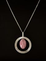 Wunderschöner Mid-Century Silber-Anhänger mit Rhodochrosit