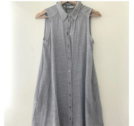Zara sleeveless Striped cotton Summer shirt Dress