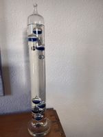 Galileo Thermometer blau Glas Zylinder gebraucht Zustand