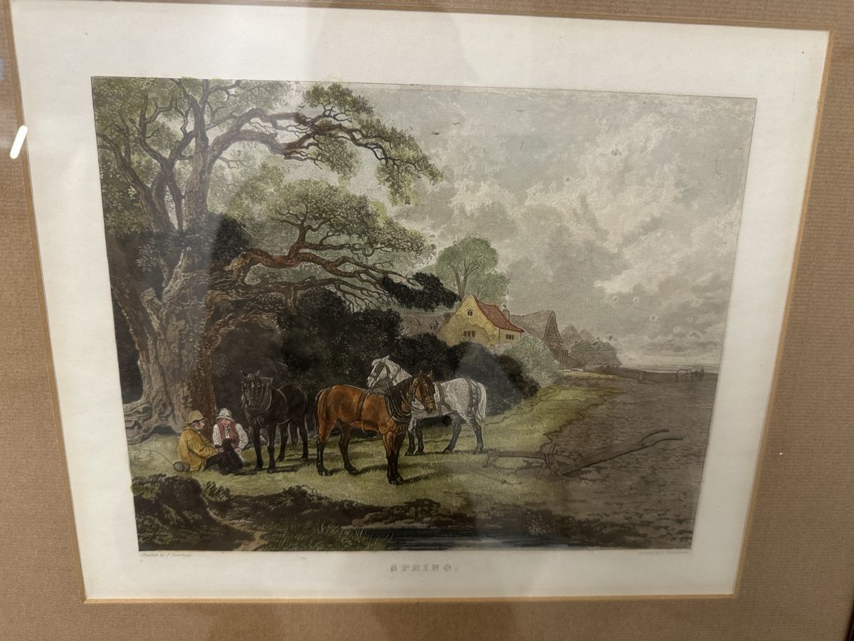 Incisioni: Handkolorierter Stich "Spring" von John Dearman Goldrahmen  – Usato da Ebikon venduto da Gaenggeliwaar 1