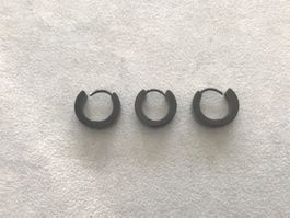 3x Creolen Ohrringe Edelstahl schwarz 4x13 mm 