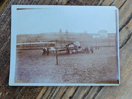 Antikes Aviatik Photo Pruntrut franz. Flugzeug gelandet 1915