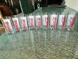 9 Coca-Cola Gläser bedruckt, 