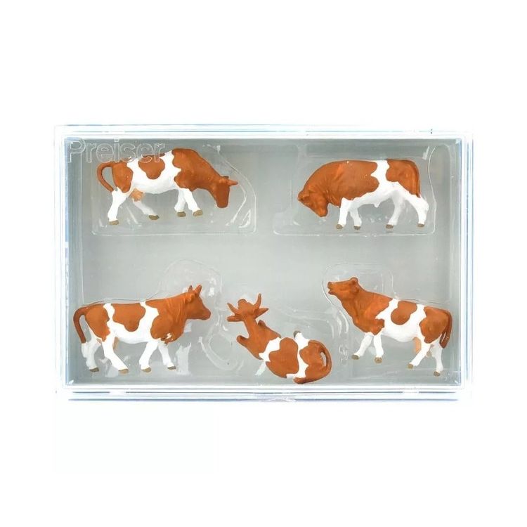Figurines PREISER 10147 - Vaches Beiges Pour Maquettes HO 1/87 - Idéal Dioramas