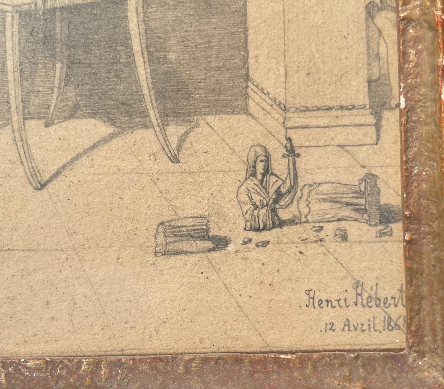 Dipinti: Henri Hébert dessin ce masque 1868 – Usato da Biel/Bienne venduto da Galaq 2