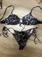 Bikini leopard print tie-up halter top size M