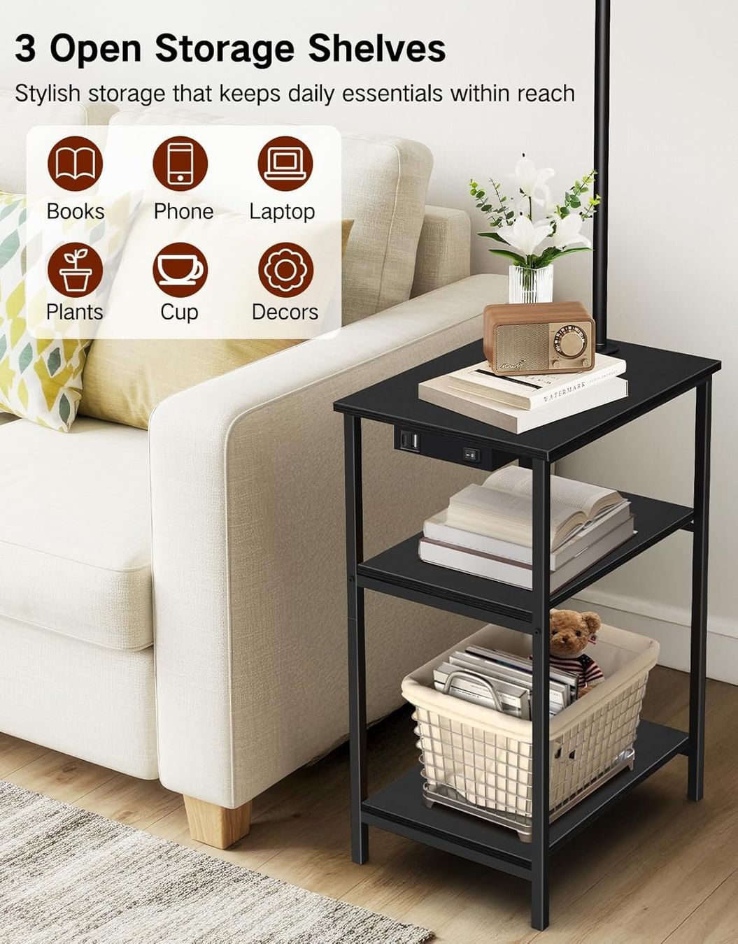 Lampade: Stehlampe Wohnzimmer mit Tisch & Regal – Nuovo e nell'imballaggio originale da Gränichen venduto da omniadeals 3