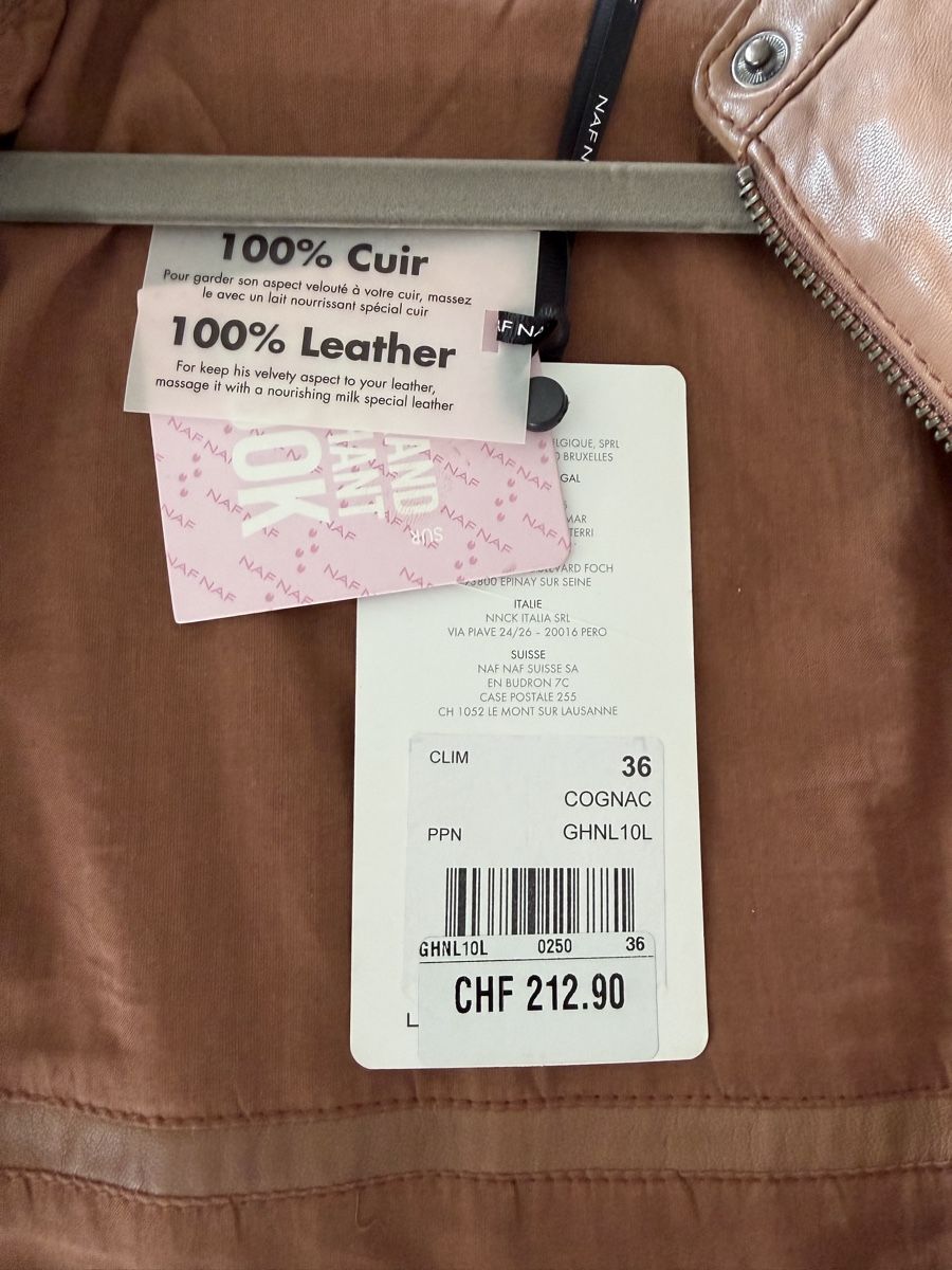 Nafnaf Giacche: Neue Lederjacke von Naf Naf, Grösse 36 – Nuovo e nell'imballaggio originale da Zürich venduto da Sunset69 5