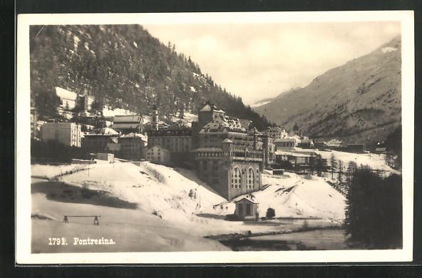 Ansichtskarten: Pontresina, Ortsansicht aus der Vogelsch – Gebraucht aus Berlin von bartko-reher