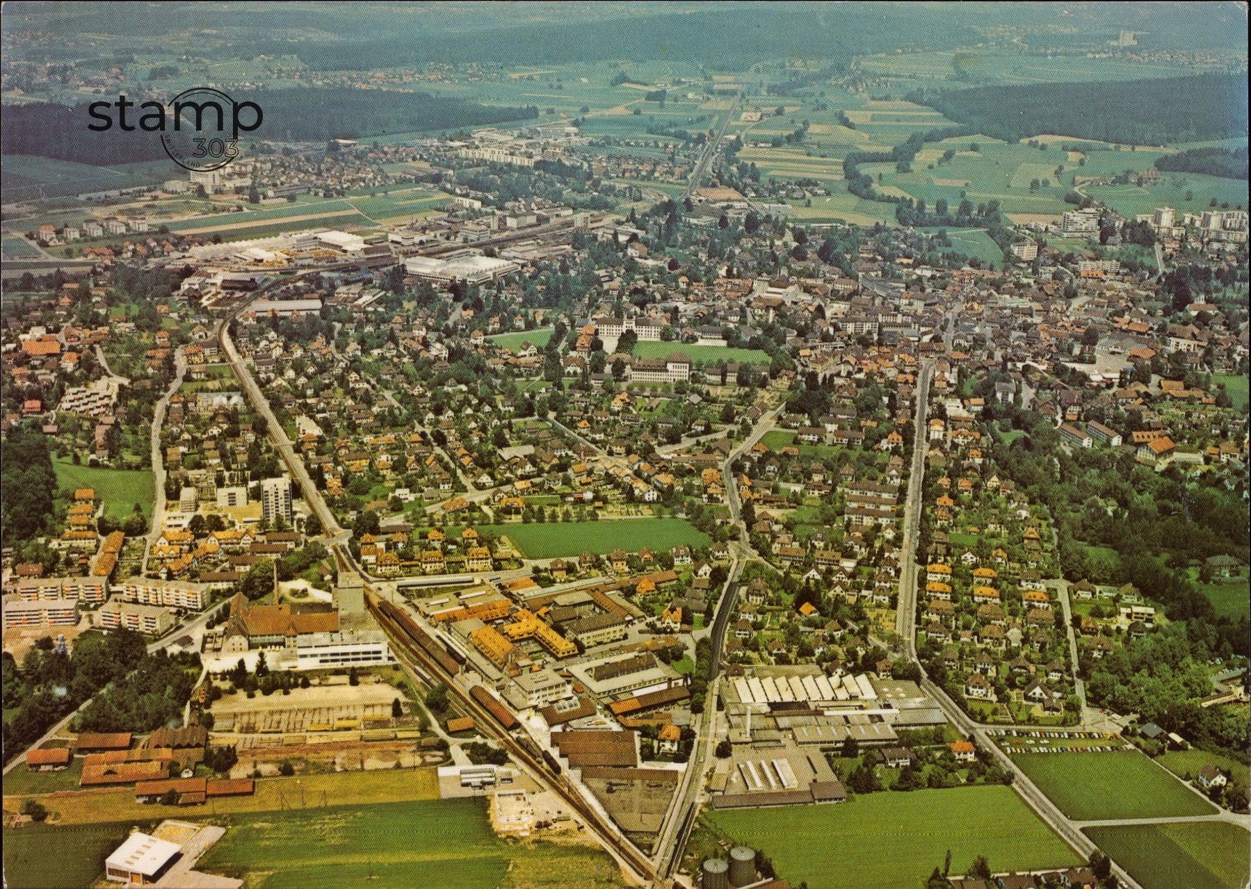 Cartoline postali: AK Langenthal _ Fliegeraufnahme – Usato da Eggersriet venduto da stamp303