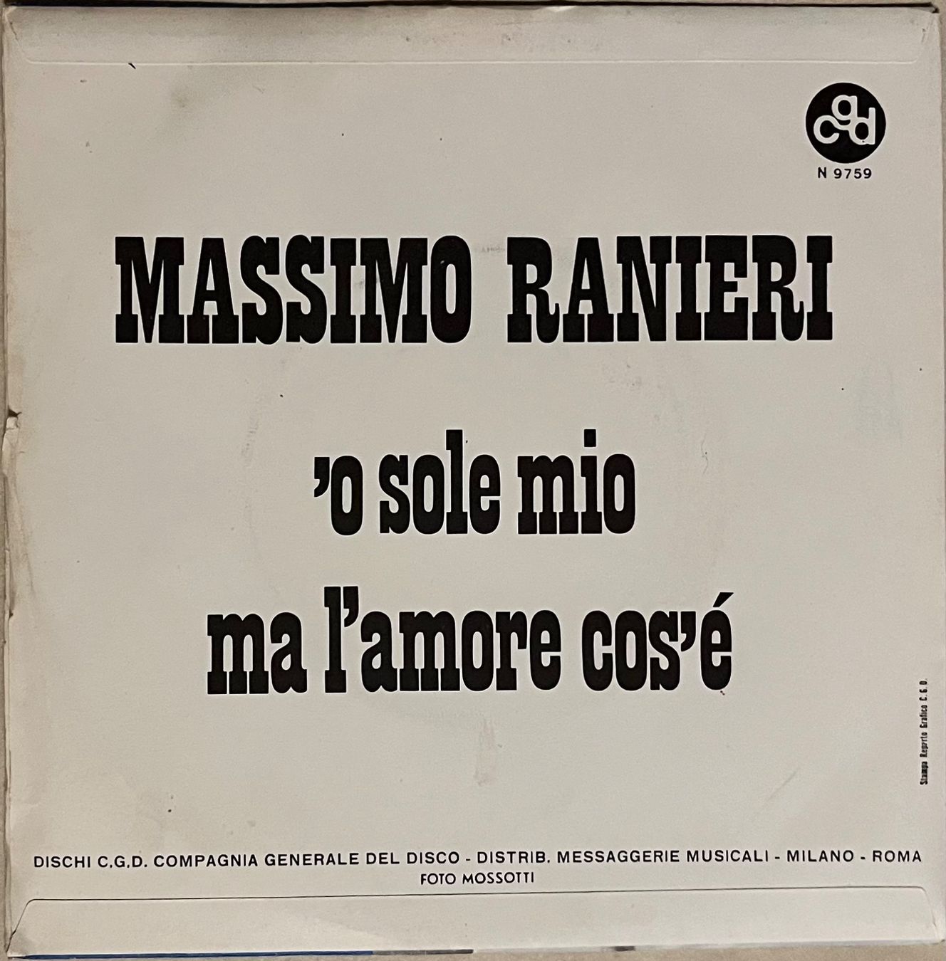 Dischi in vinile: MASSIMO RANIERI - 'O SOLE MIO – Usato da Bussigny venduto da vinyl-pas-cher 1