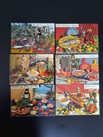 6 Postkarten mit Rezepten 70er Frankreich