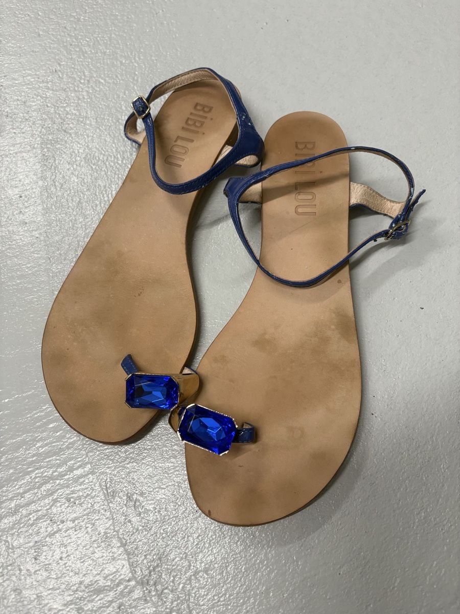 Scarpe da donna: Bibi Lou Sandale Gr. 40 Blau Strass Leder – Usato da Regensdorf venduto da secondchancefashion