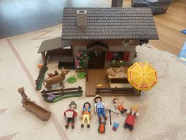 Playmobil 5422 Almhaus mit Figuren und Zubehör guter Zustand