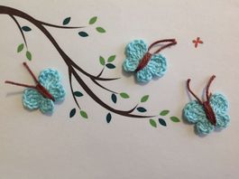 3 Stk Schmetterlinge gehäkelt, farfalle uncinetto 069