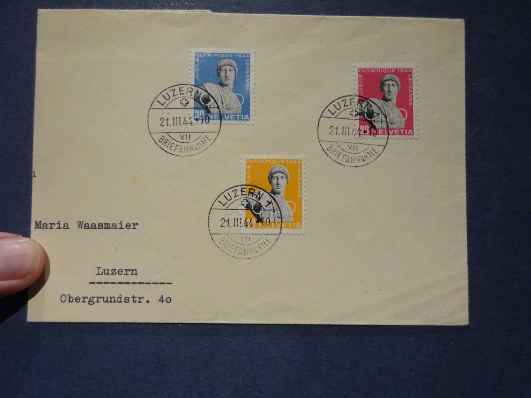 Tutti i francobolli: 1944 Z-Nr. 259-261 FDC – Usato da Appenzell-Steinegg venduto da adi1975