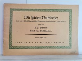 Notenheft "Wir spielen Volkslieder" Blockflöte, Schott