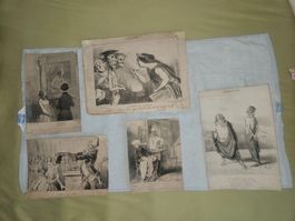 5 französische Lithografien /Karikaturen – 19.Jh. – Daumier