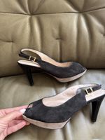 High Heels offen schwarz Wildleder, Gr. 39