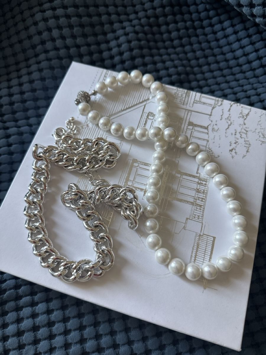 Sonstiger Schmuck: Halskette Perlen / Stahl  – Neu (gemäss Beschreibung) aus Winkel von Olirickli05