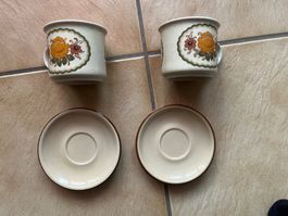 2 tasses à café, 2 assiettes Floriana BAVARIA en porcelaine