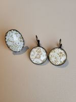 Schmuckset: Ring und Ohrringe mit Spitzenmuster Vintage