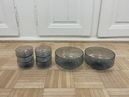 8x schlichte vintage Glas Schale 6x klein 2x gross Bauhaus
