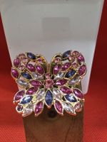 Brosche Schmetterling Strasssteine goldfarben guter Zustand