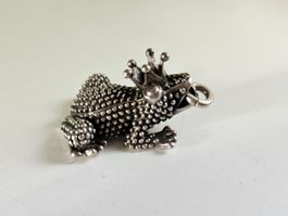 Toller Anhänger Froschkönig in 925 Silber geschwärzt + Krone
