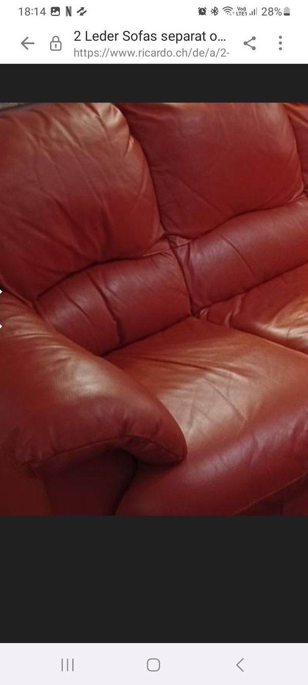 Divani: Rotes Echtleder Sofa, Zweisitzer ! – Usato da Zürich venduto da ole_drv7 4