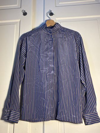 Vintage Damen Bluse le truc gestreift blau braun Grösse 38