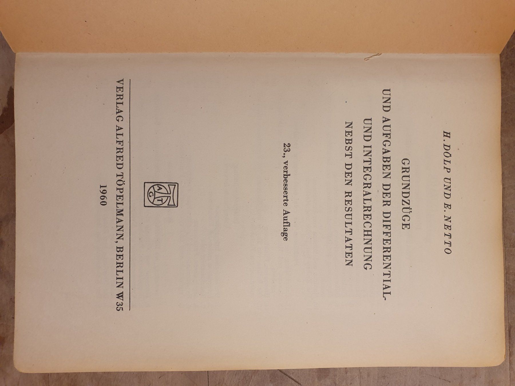 Libri: Differential und Integralrechnung - 23. Auflage H. Dölp E. N – Usato da Zürich venduto da loosebone 1