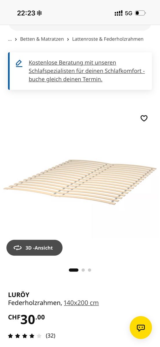 Ikea Lits: Bett mit Matratze  – D'occasion à Frauenfeld par eve1ine 4