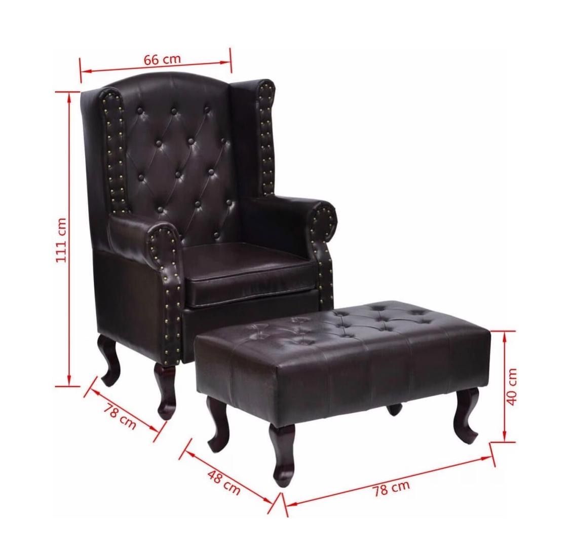 Sessel: Chesterfield Sessel mit Hocker dunkelbraun Lederoptik – Gebraucht aus Opfikon von hetipeti 2