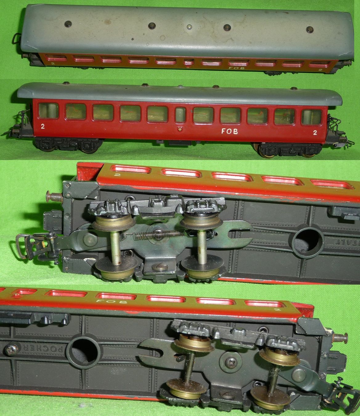 Pocher Modelleisenbahnen: antiker POCHER Seetal Plattformwagen SBB rot gemalt  "FOB" – Gebraucht aus Winterthur von Ricardo211 2
