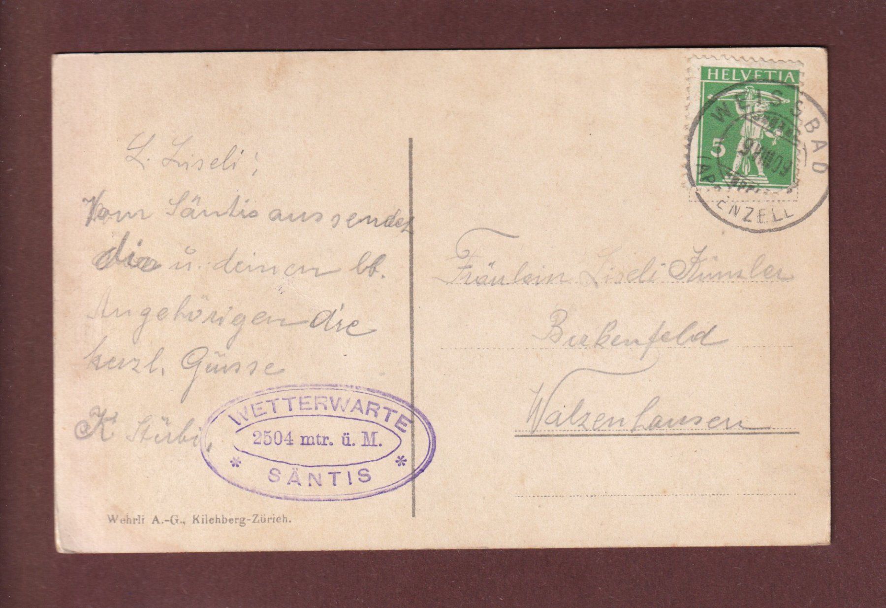 Ansichtskarten: SÄNTIS - Gipfel - Observatorium - 1909 – Gebraucht aus Pully von nicecards 1