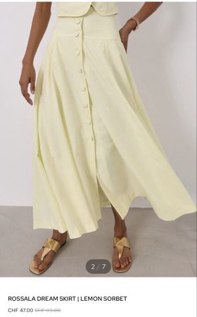 Rossala Rock Dream Skirt gelb hell lang geknöpft neu