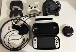 Switch oled 2 manettes jeux ring fit adventure volant