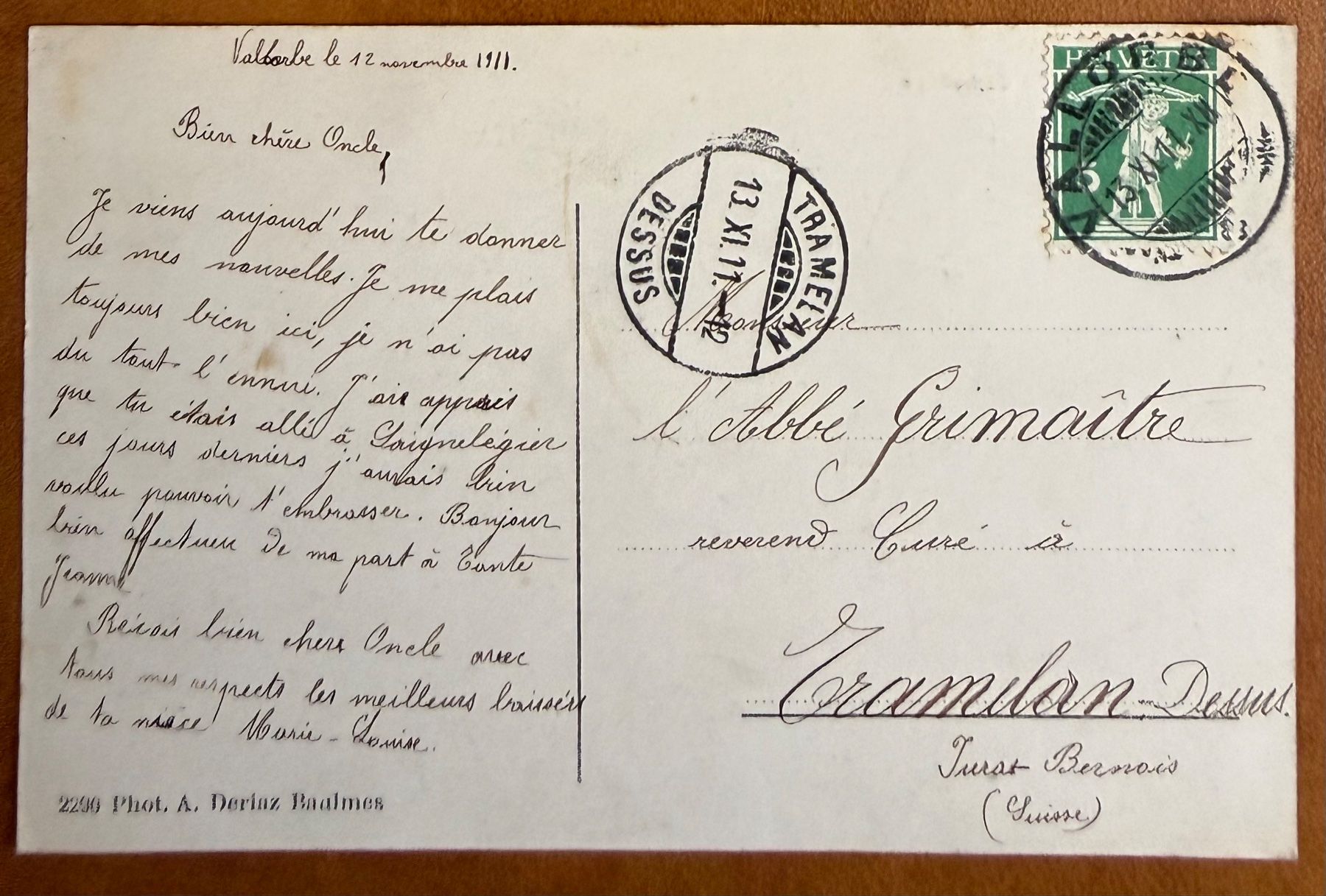 Cartoline postali: Vallorbe - Institut Catholique. 1911 – Usato da Lutry venduto da Ediego 1