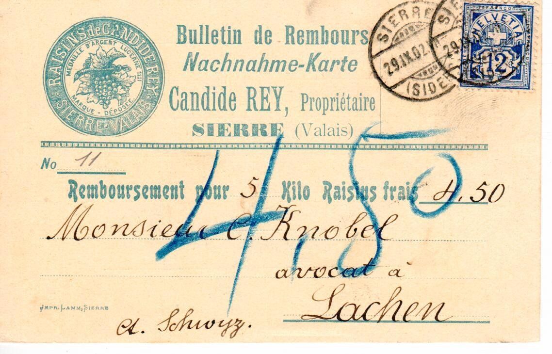 Cartes postales: PK; Candide Rey Sierre  1902 – D'occasion à Wolhusen par Curver9