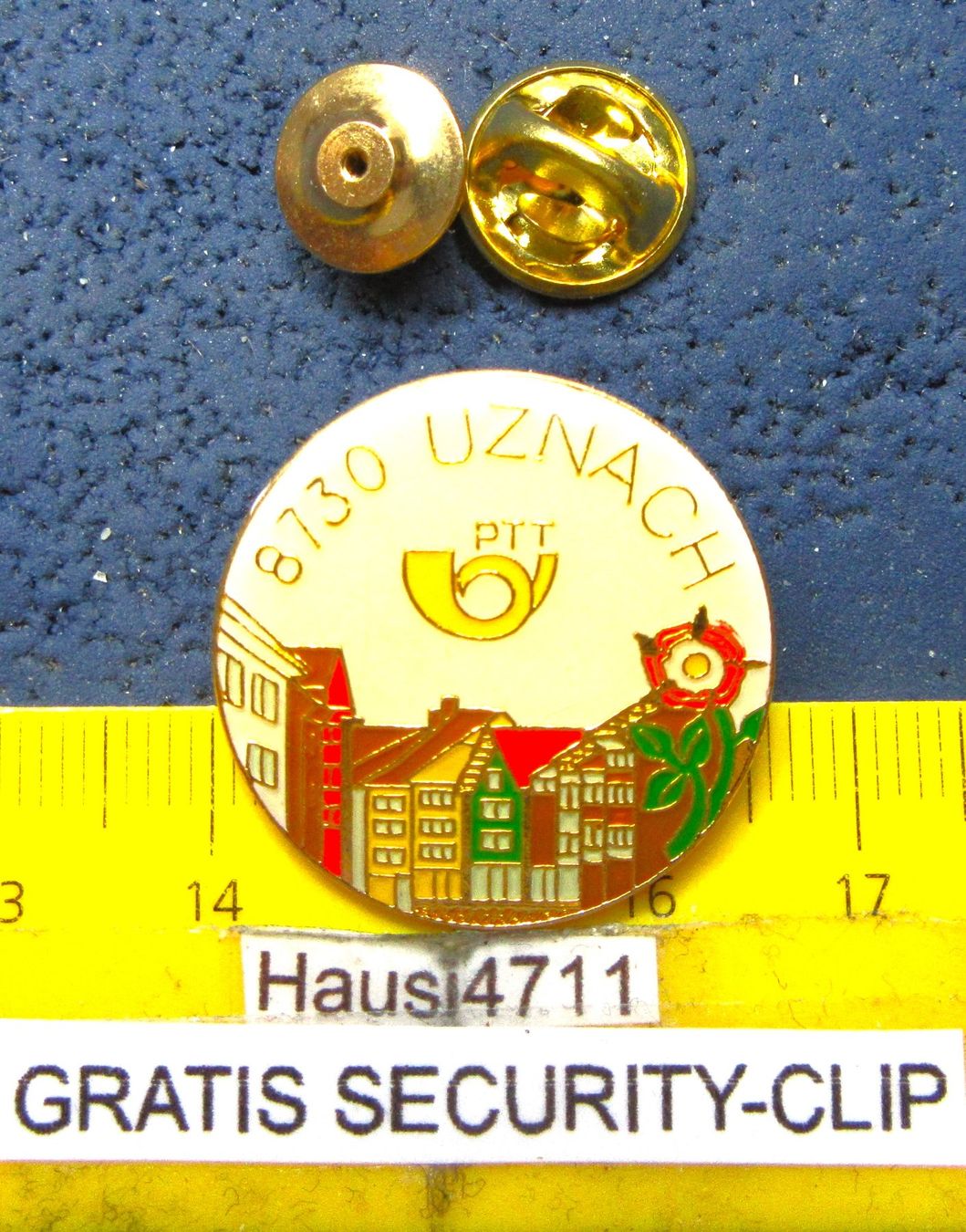 Swiss Placchette & Badge: UZNACH STADT POST PIN GOLDIG – Usato da Ettingen venduto da Hausi4711