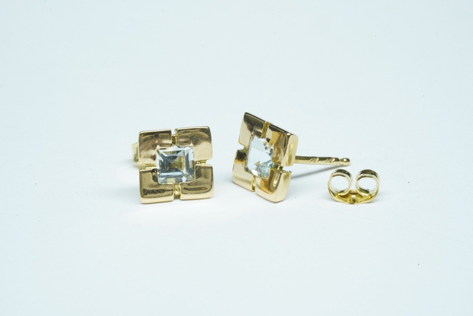 Orecchini pendenti & Orecchini a lobo: Ohrstecker 14k Gelbgold mit Aquamarin – Usato da Bülach venduto da Re-Jewelled 2