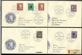 1952 J143-147, Serie auf 4 illustrierten FDC (15934)