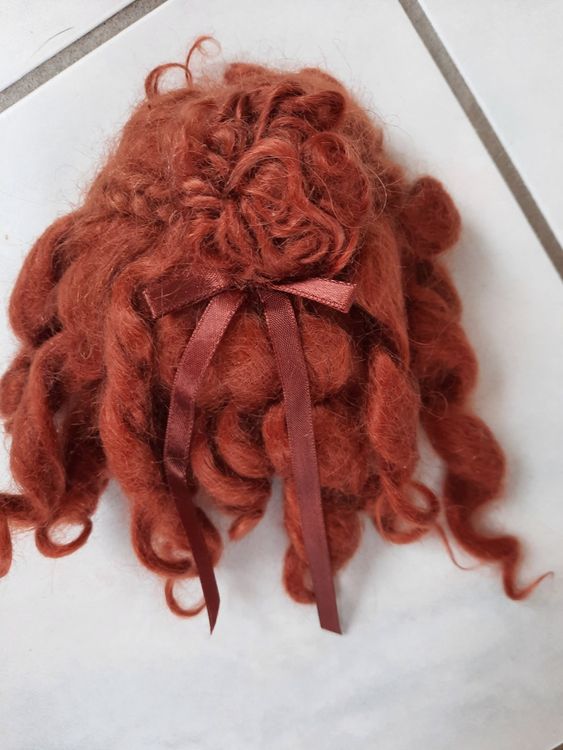 Human Hair Mohair Doll Wigs Brown long human Hair DOLL WIG with curls Head for a