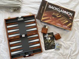 Backgammon Spiel Queensell braun neuwertiger Zustand
