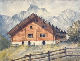 KÜNSTLER ?  MONOGRAMMIERT AQUARELL BLATTGRÖSSE 47X35CM