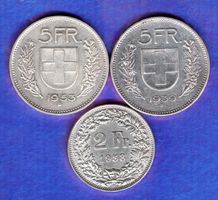 Schweizer münzen 3 stück silber