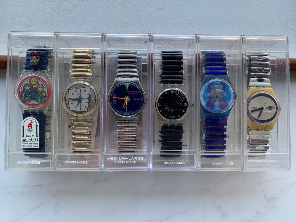 SWATCH FLEX BAND LOT 5 NEUE 1 X GETRAGENE ALLE LAUFEN