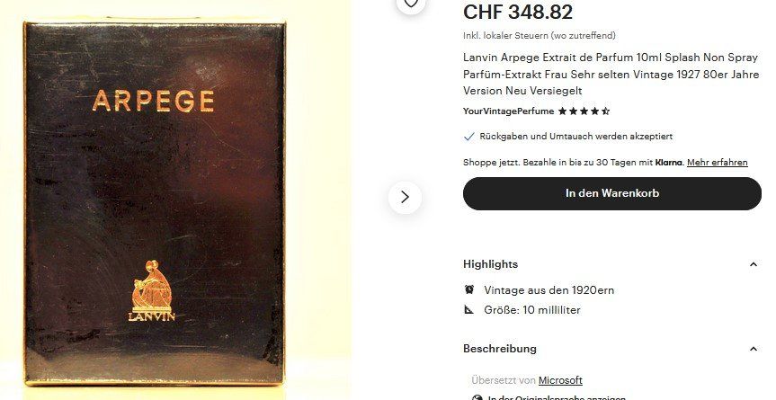 Lanvin Profumi & Eau de Toilette: Lanvin Arpege Extrait 20ml Vintage – Nuovo e nell'imballaggio originale da Collonges venduto da Auganien 5