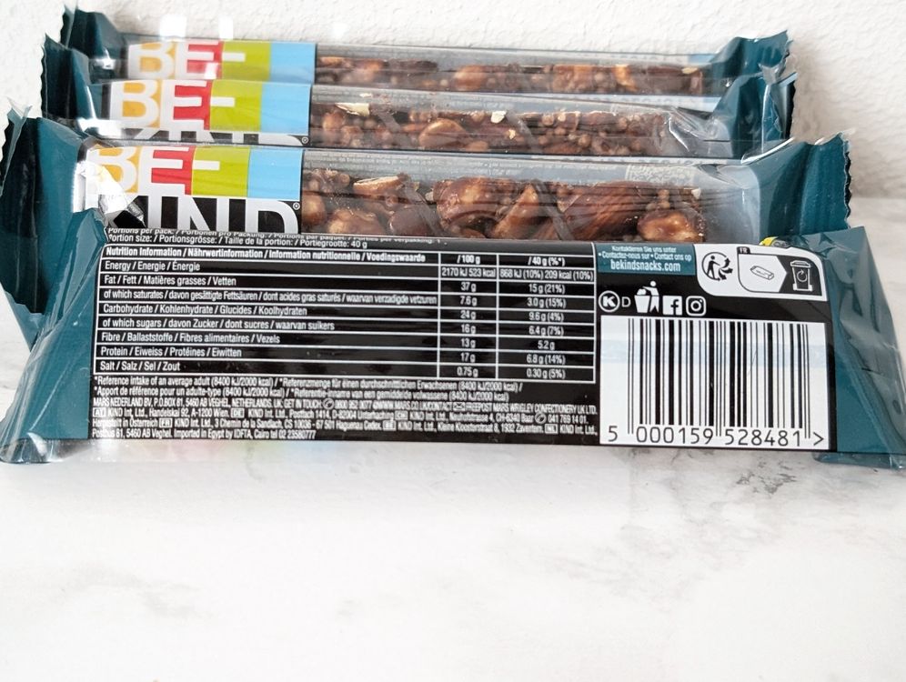 Be-Kind Riegel, dunkle Schoko Nüsse & Meersalz, 4 Stk. (Neu und ...